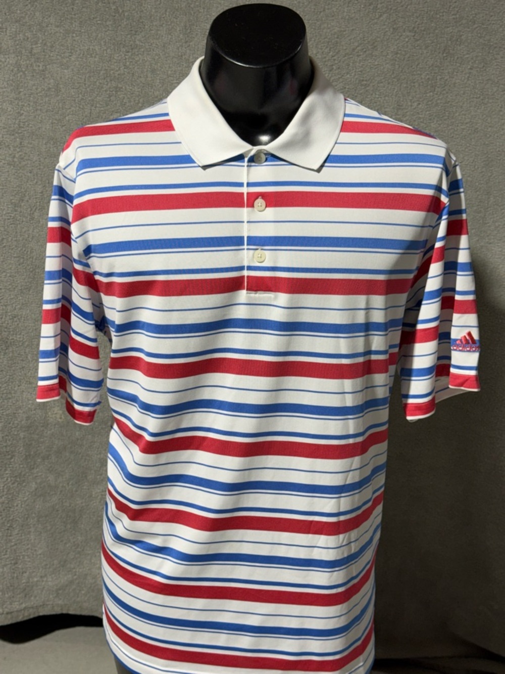 Adidas Climalite Red White Blue Golf Polo Shirt Size L